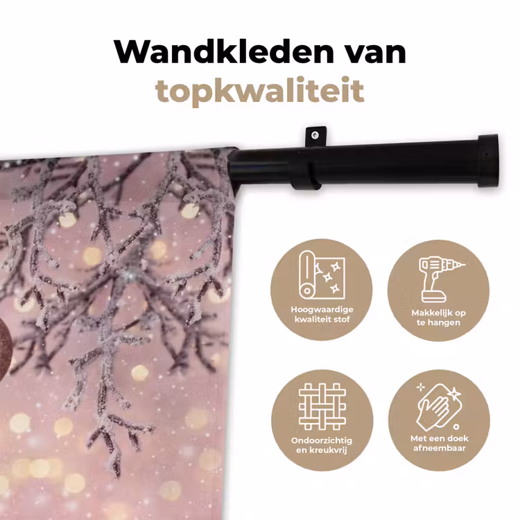 Wandkleed - Kerstbal - Roze - Winter — 3
