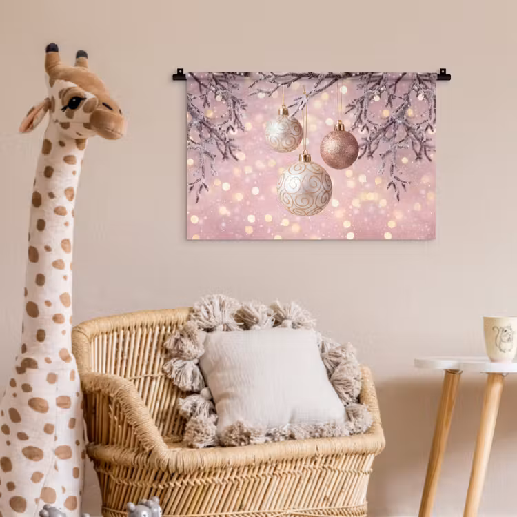 Wandkleed - Kerstbal - Roze - Winter — 5