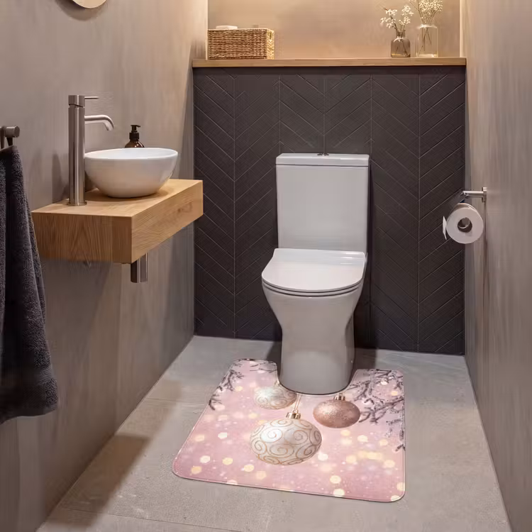 Wc Mat - Kerstbal - Roze - Winter — 2
