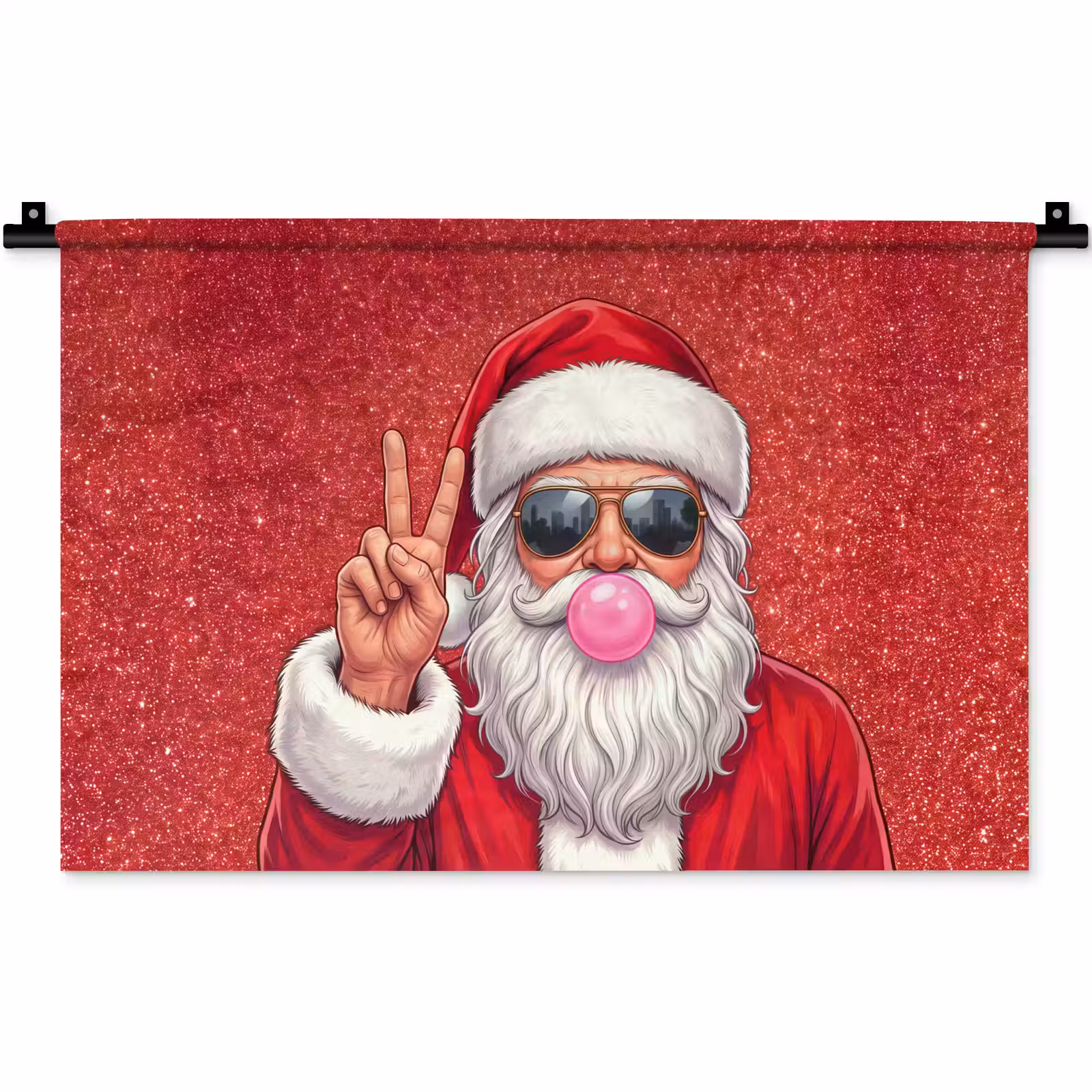 Wandkleed - Kerstman - Zonnebril - Kerst — 1