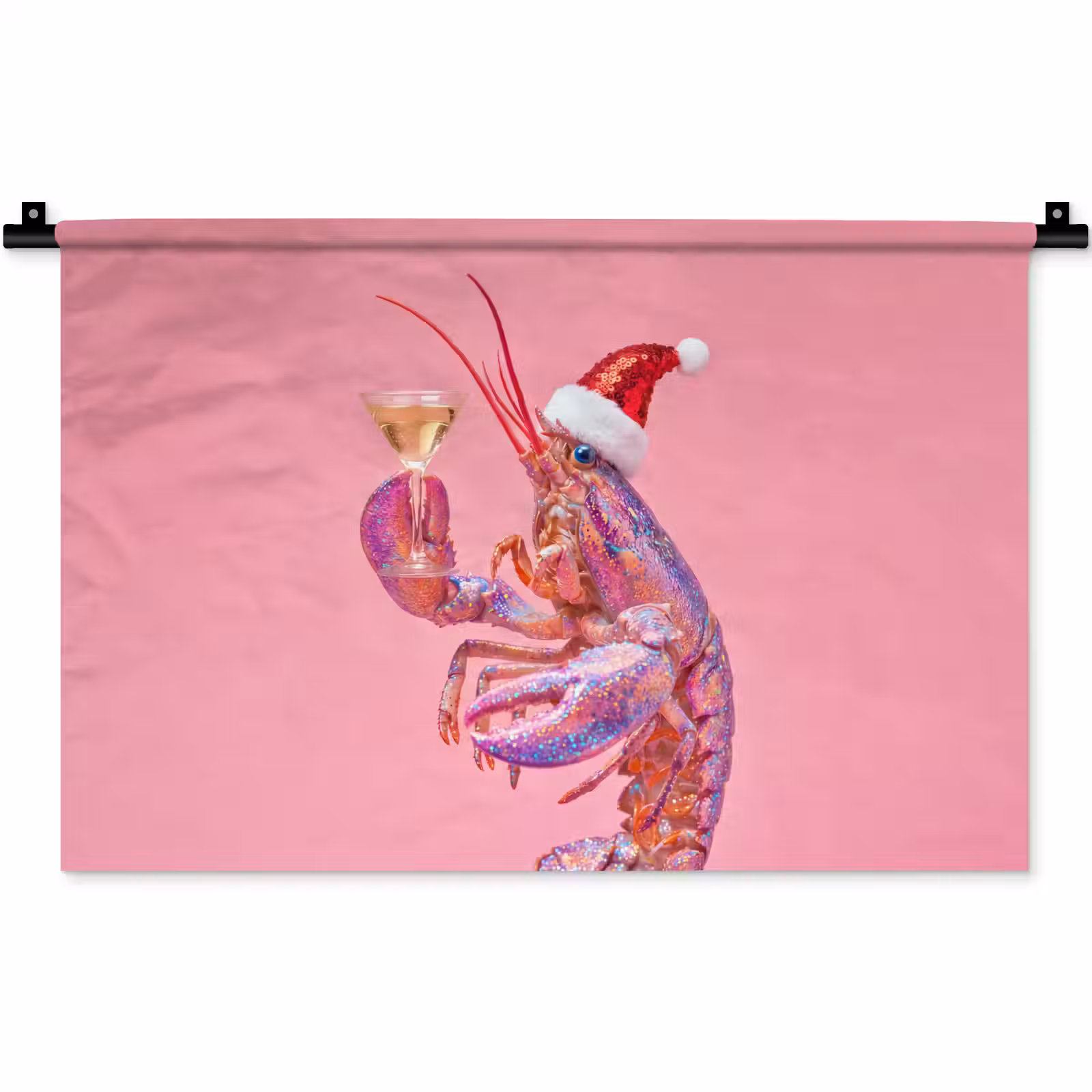 Wandkleed - Kreeft - Kerst - Roze — 1