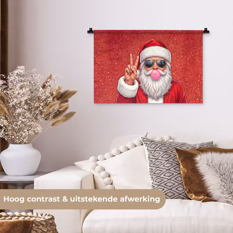 Wandkleed - Kerstman - Zonnebril - Kerst — 4