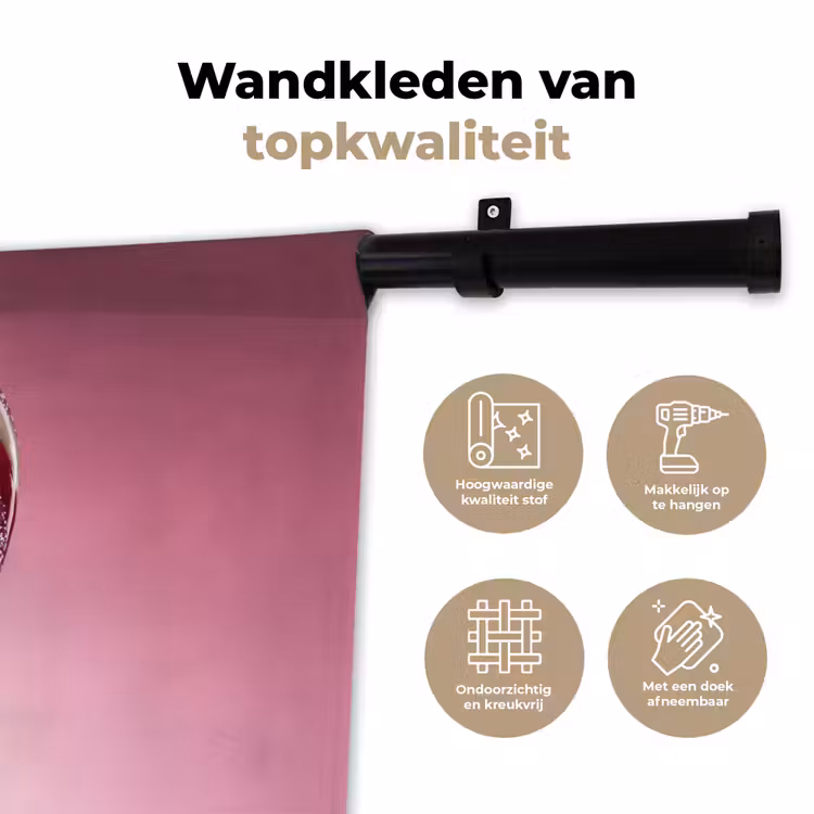 Wandkleed - Zuurstok - Glinsterend - Roze — 3