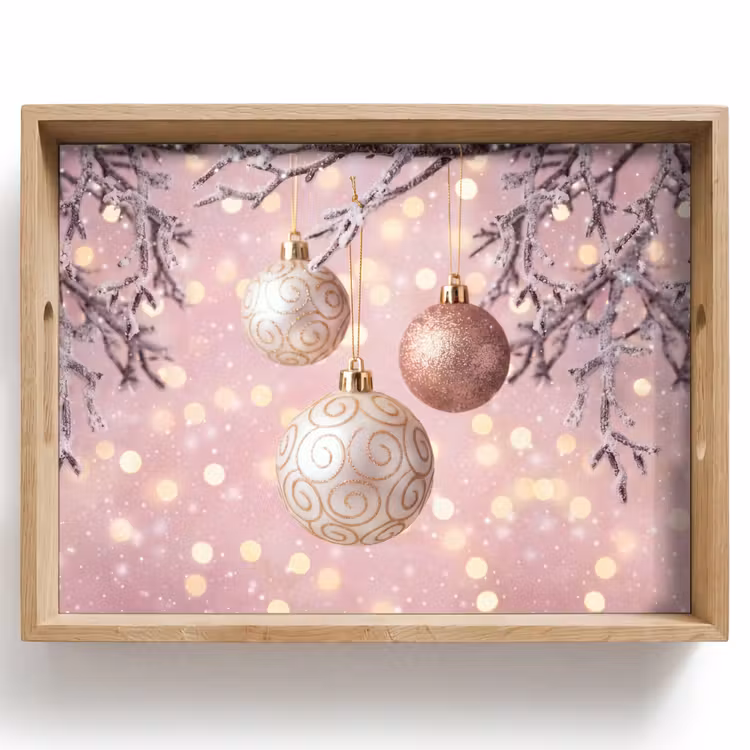 Dienblad - Kerstbal - Roze - Winter — 1