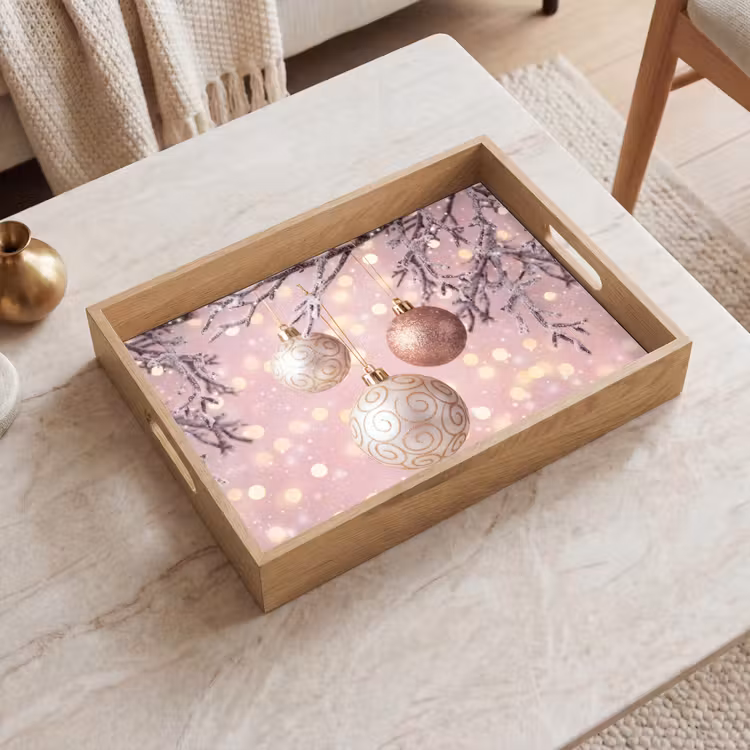 Dienblad - Kerstbal - Roze - Winter — 2