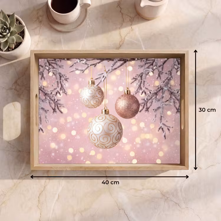 Dienblad - Kerstbal - Roze - Winter — 9