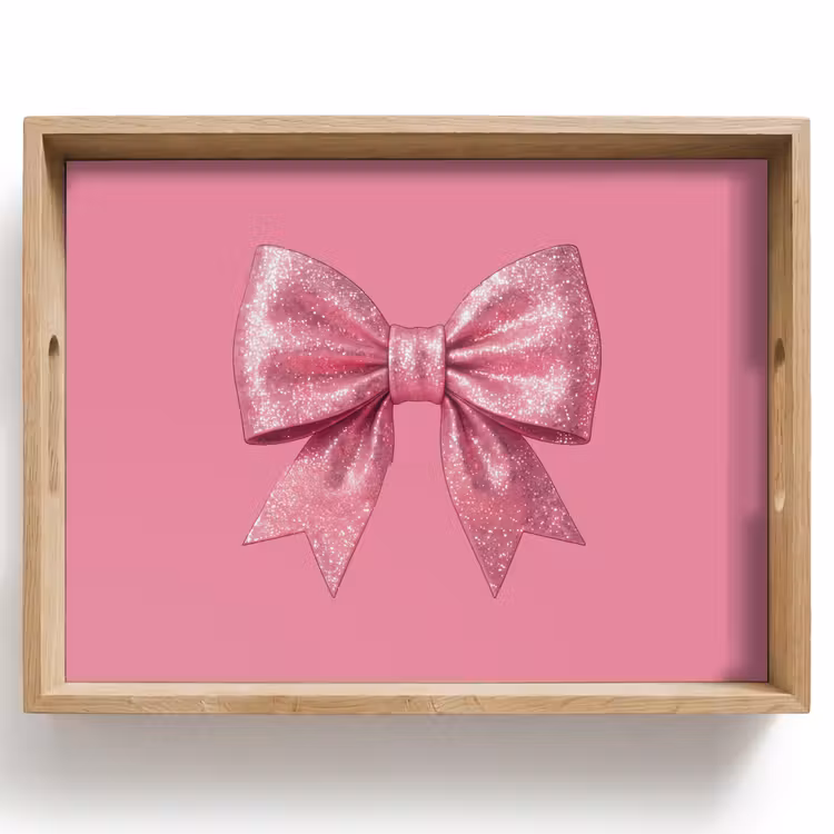 Dienblad - Roze strik - Glitter — 1