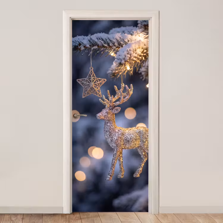 Deursticker - Rendier - Kerst - Sneeuw — 1