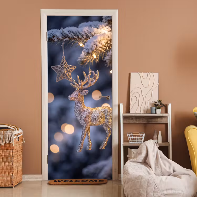 Deursticker - Rendier - Kerst - Sneeuw — 2