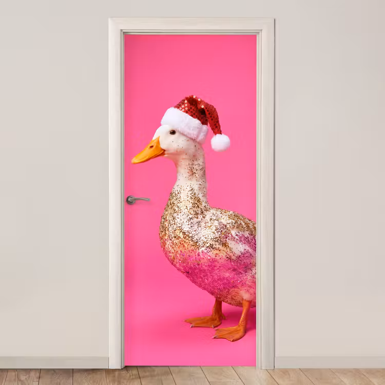 Deursticker - Vogel - Kerst - Roze