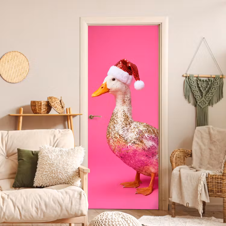 Deursticker - Vogel - Kerst - Roze — 4