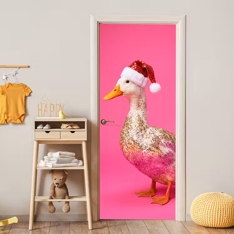 Deursticker - Vogel - Kerst - Roze — 6