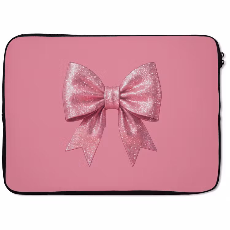 Laptophoes - Roze strik - Glitter — 1