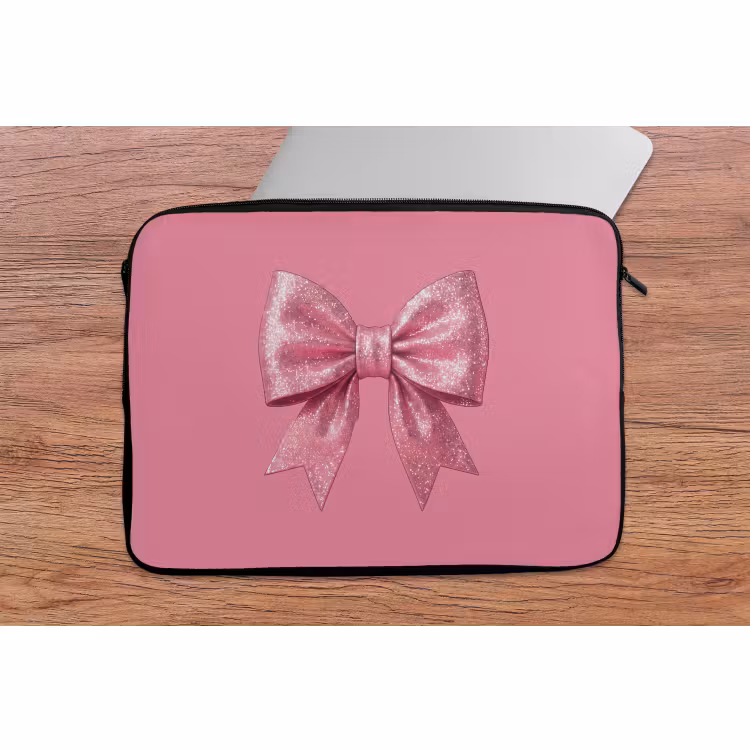 Laptophoes - Roze strik - Glitter — 2