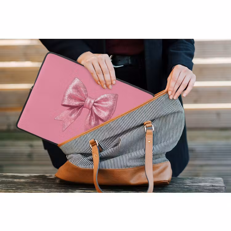 Laptophoes - Roze strik - Glitter — 4