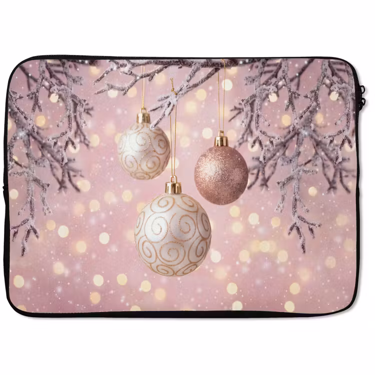 Laptophoes - Kerstbal - Roze - Winter — 1