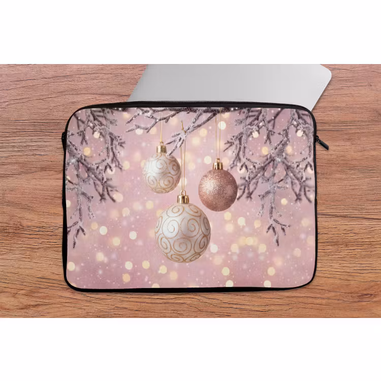 Laptophoes - Kerstbal - Roze - Winter — 2