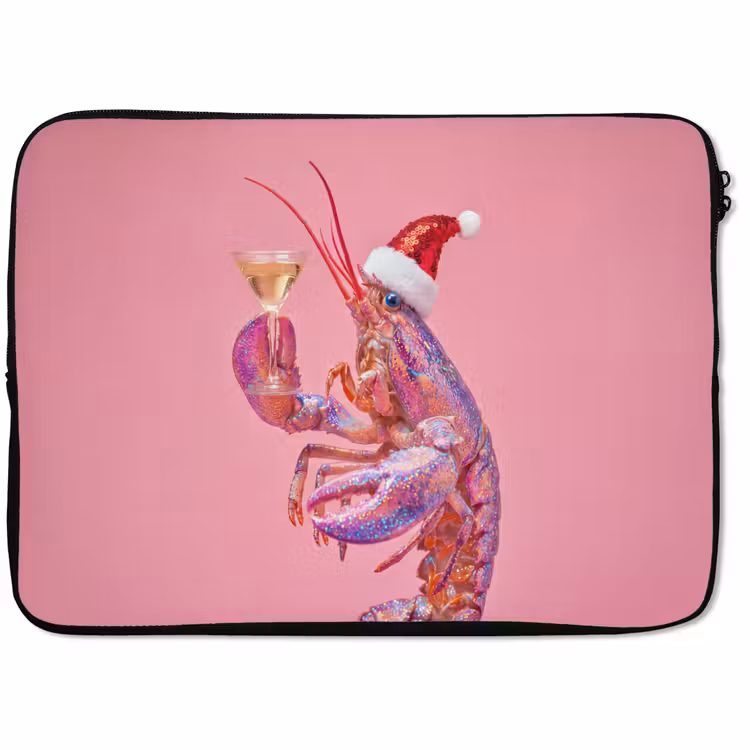Laptophoes - Kreeft - Kerst - Roze — 1