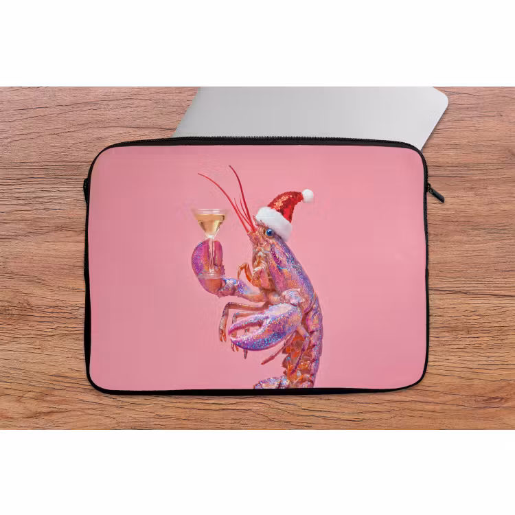 Laptophoes - Kreeft - Kerst - Roze — 2