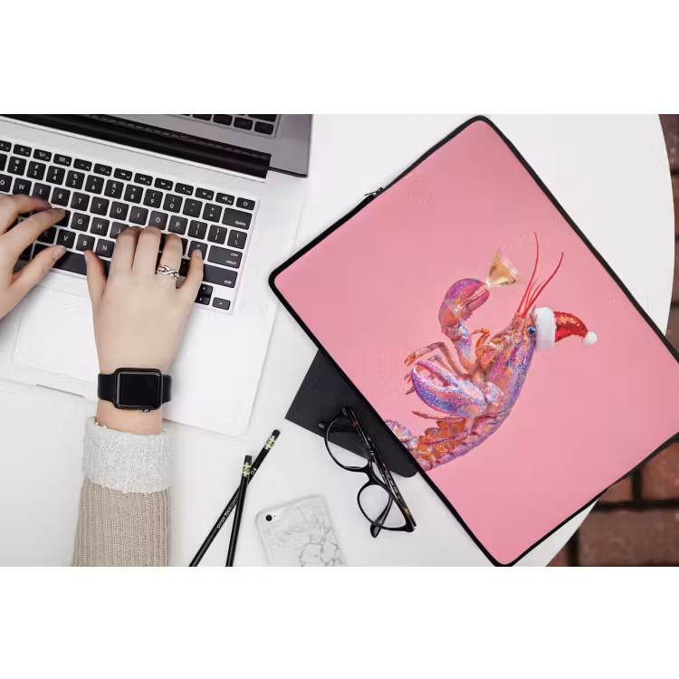 Laptophoes - Kreeft - Kerst - Roze — 3