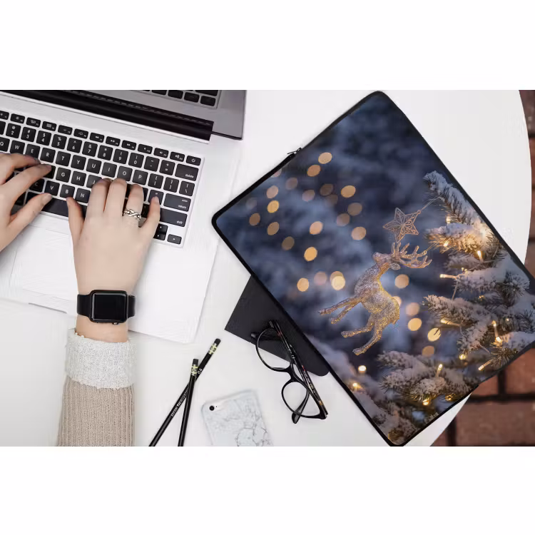 Laptophoes - Rendier - Kerst - Sneeuw — 3