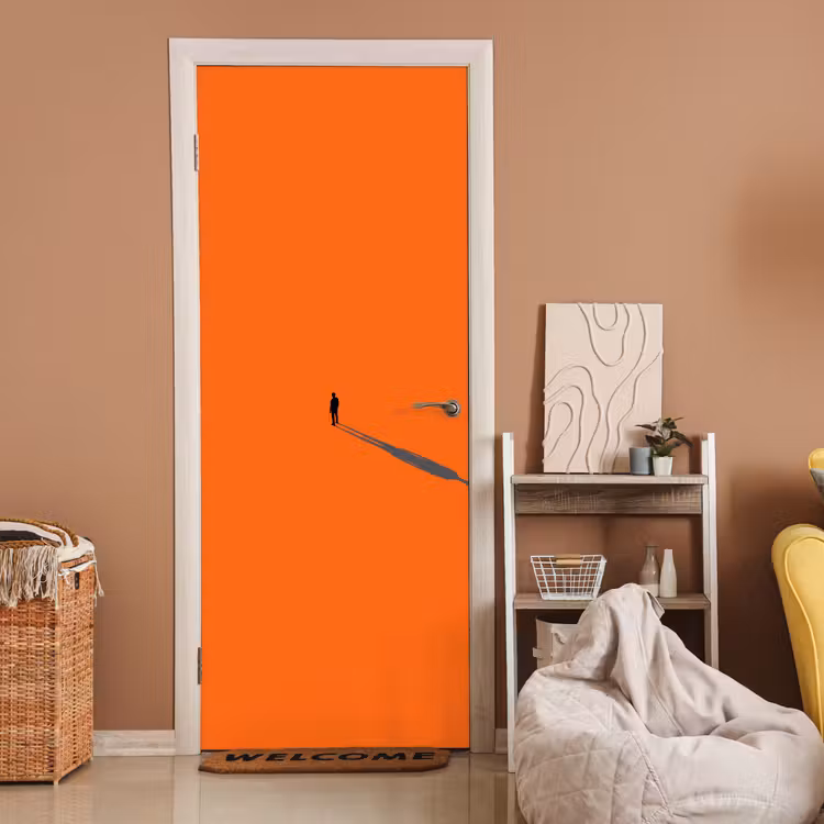 Deursticker - Persoon - Schaduw - Oranje — 2