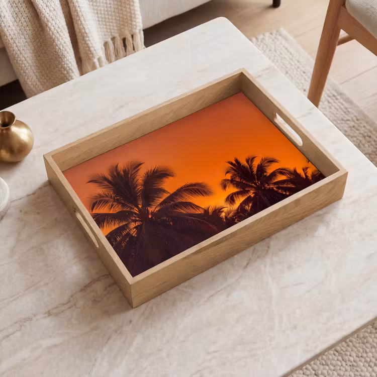 Dienblad - Palmen - Zonsondergang - Oranje — 2