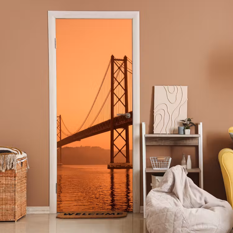 Deursticker - Brug - Water - Oranje — 2