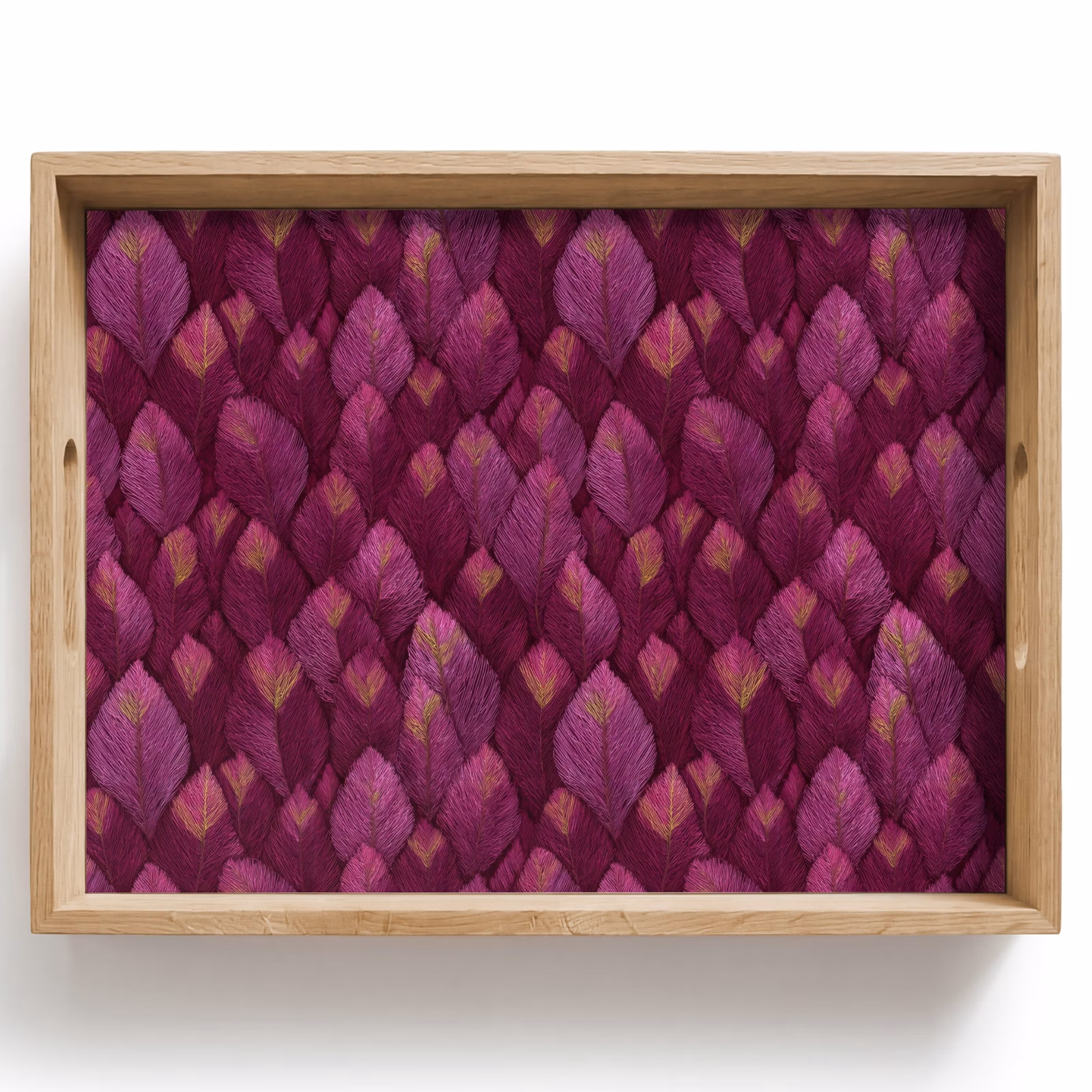 Dienblad - Bladeren - Patroon - Burgundy — 1