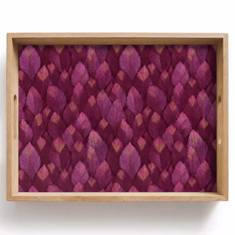 Dienblad - Bladeren - Patroon - Burgundy — 1