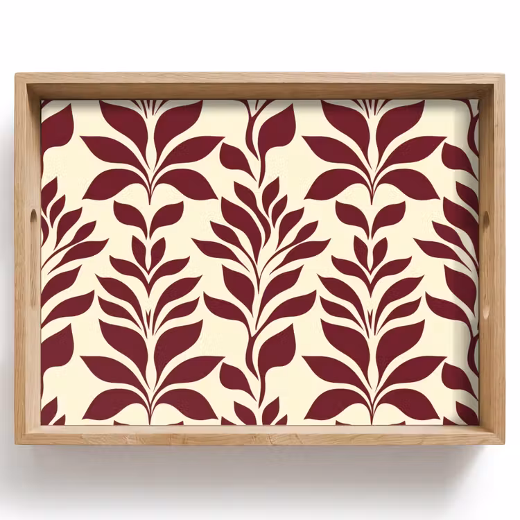 Dienblad - Abstract - Bladeren - Burgundy — 1