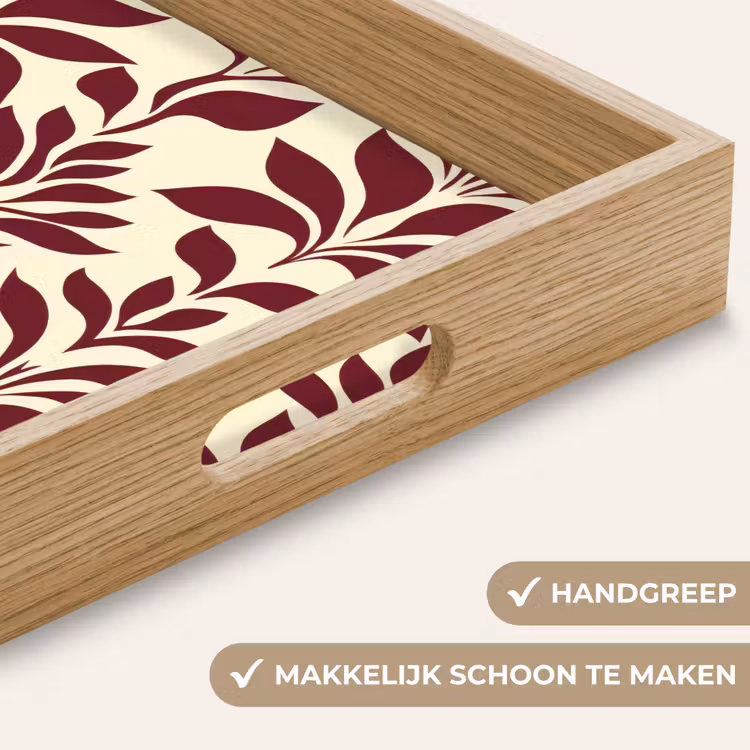 Dienblad - Abstract - Bladeren - Burgundy — 5