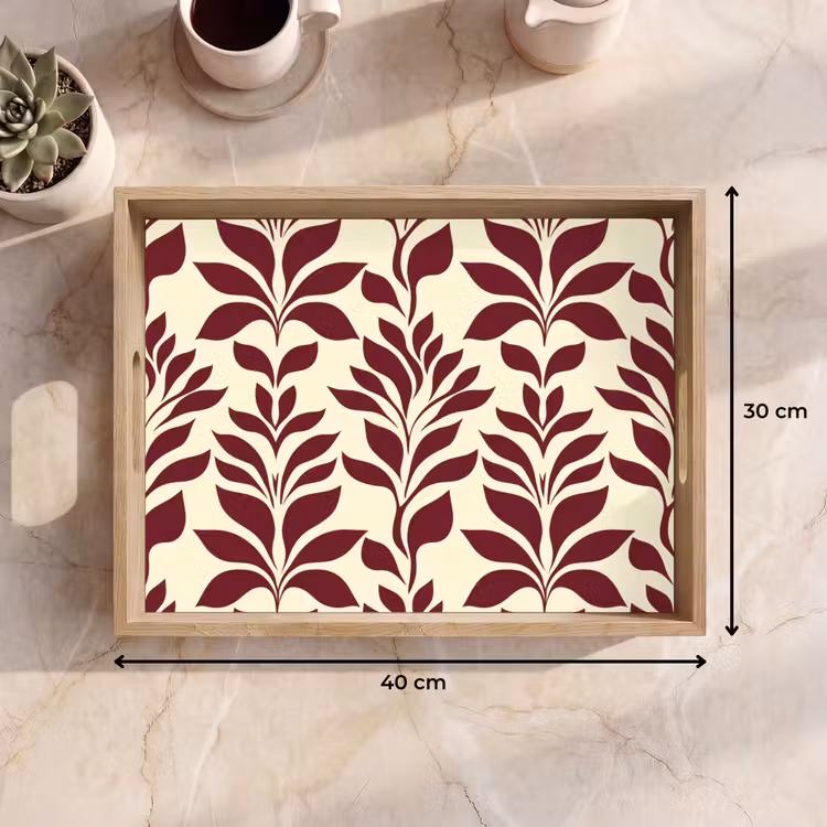Dienblad - Abstract - Bladeren - Burgundy — 9