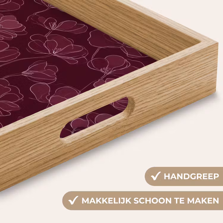 Dienblad - Bloemen - Patroon - Bordeauxrood — 5