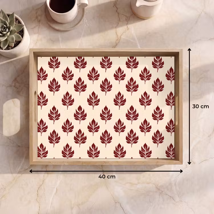Dienblad - Botanisch - Patroon - Bordeaux — 9