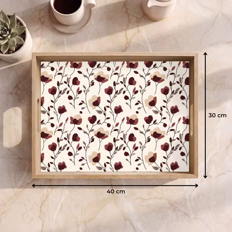 Dienblad - Bloemen - Botanisch - Bordeaux — 9