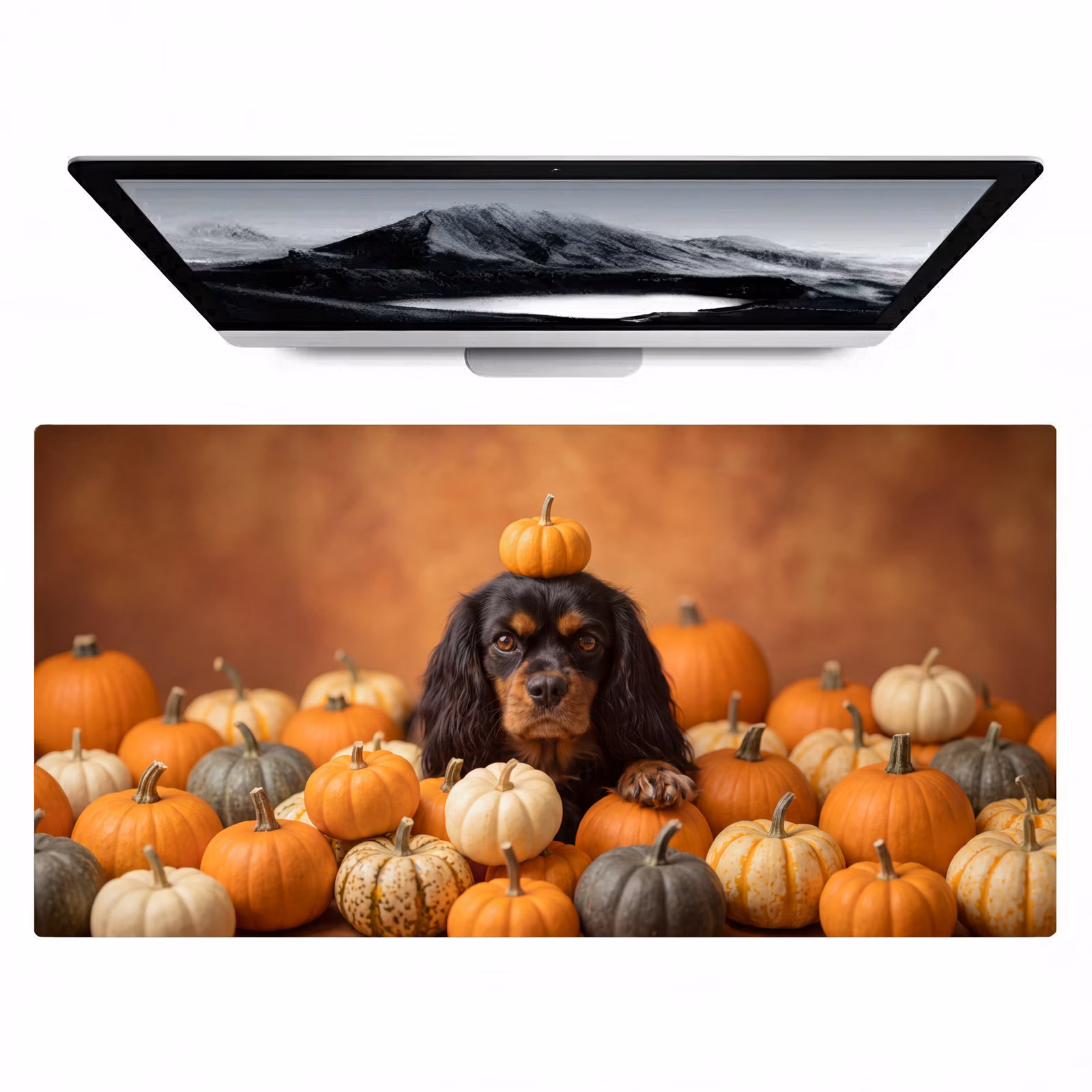 Bureau onderlegger - Hond - Pompoen - Herfst — 1