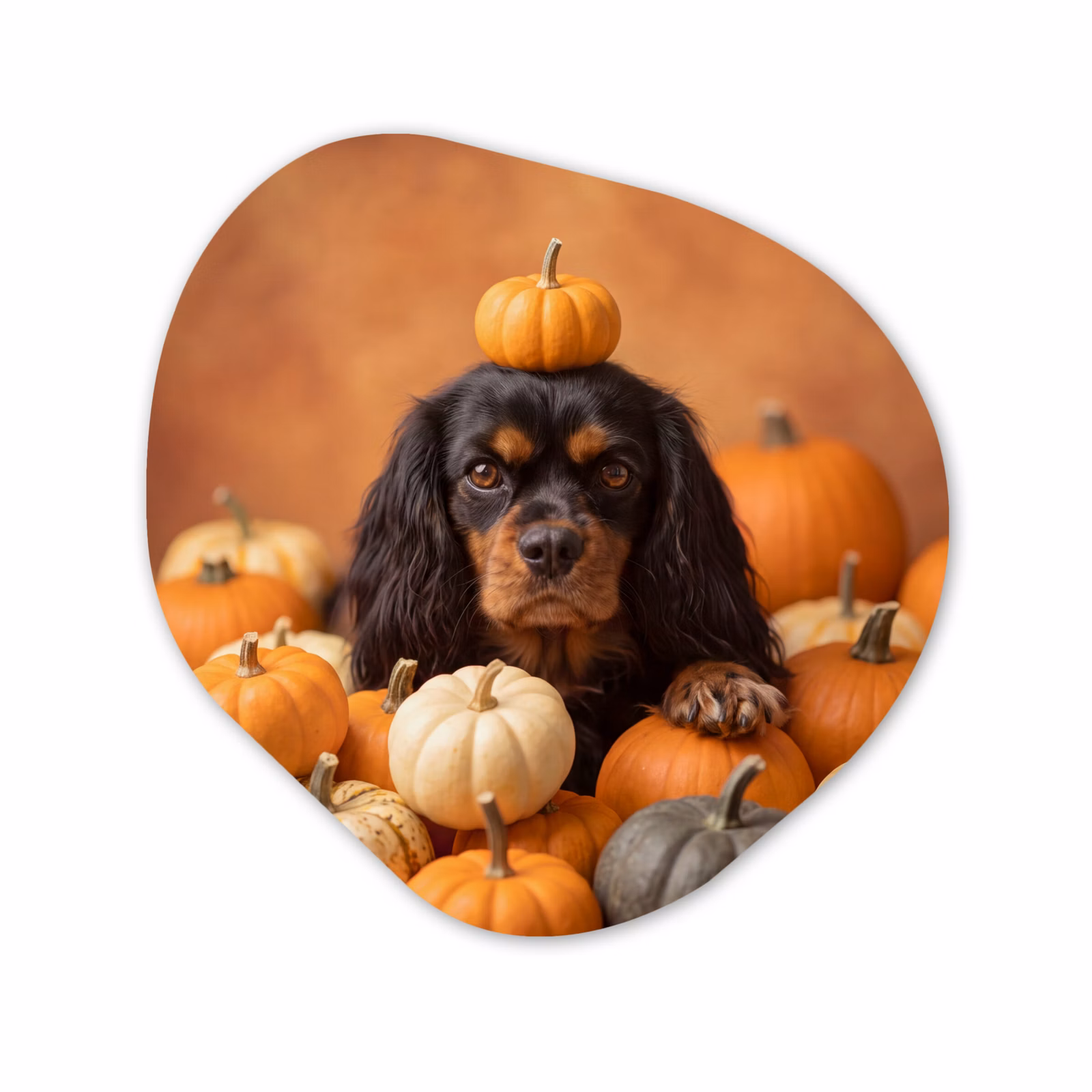Organisch schilderij - Glas - Hond - Pompoen - Herfst — 1