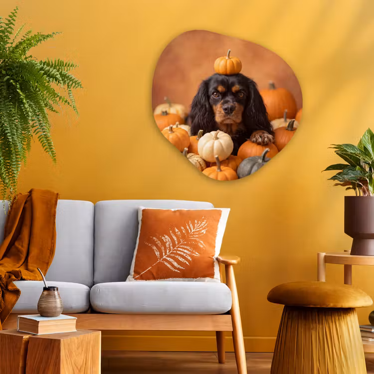 Organisch schilderij - Glas - Hond - Pompoen - Herfst — 3