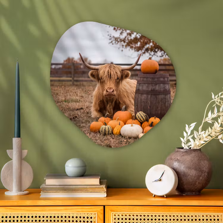 Organisch schilderij - Glas - Rund - Pompoen - Herfst — 2