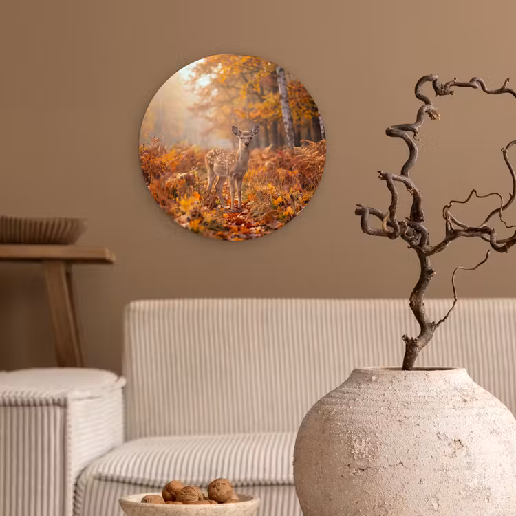 Wandcirkel - Glas - Hert - Herfst - Dieren — 2