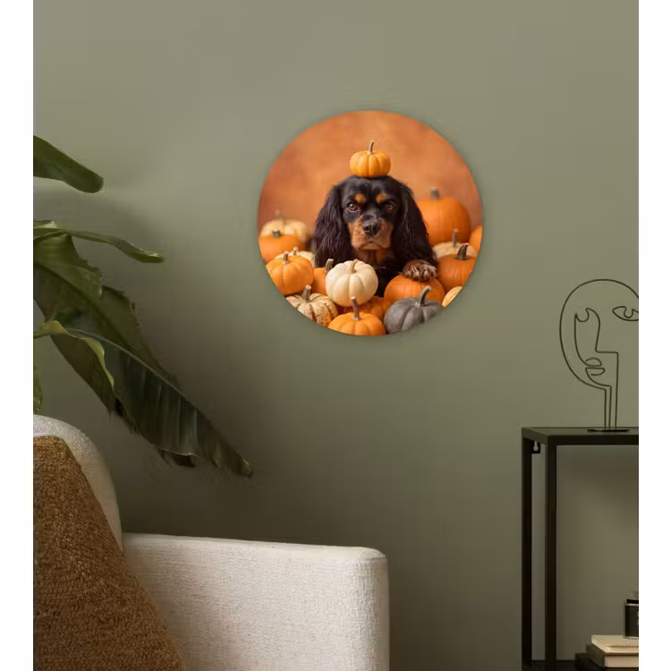 Wandcirkel - Glas - Hond - Pompoen - Herfst — 3
