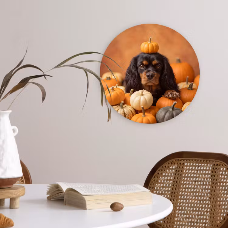Wandcirkel - Glas - Hond - Pompoen - Herfst — 4