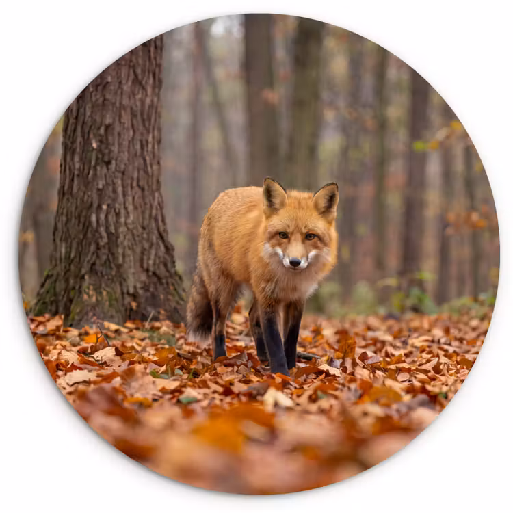Wandcirkel - Glas - Vos - Herfst - Bladeren — 1