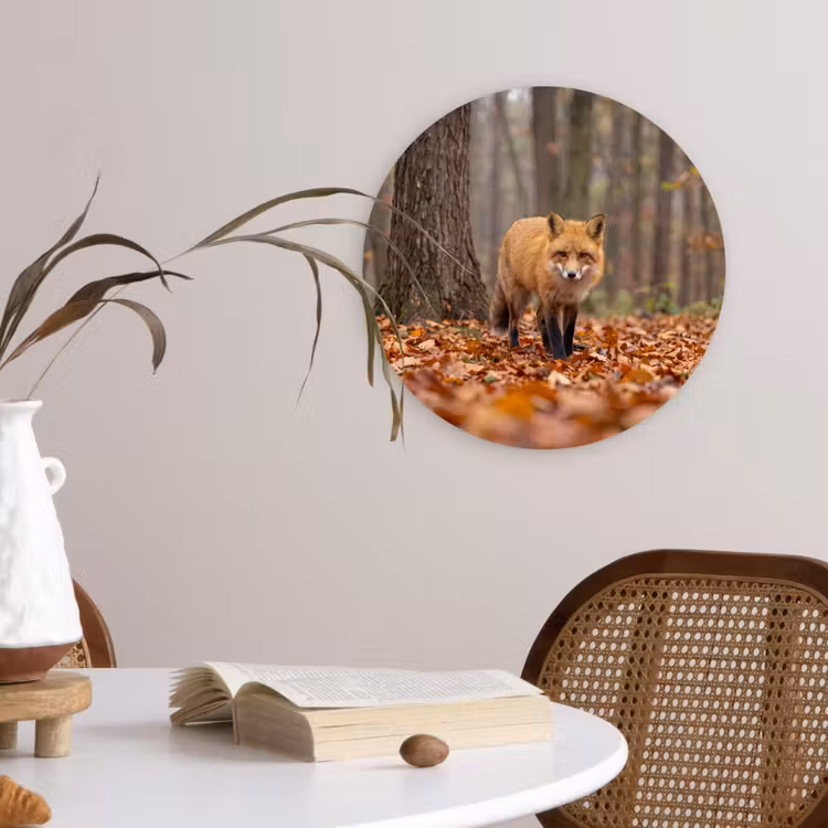 Wandcirkel - Glas - Vos - Herfst - Bladeren — 4