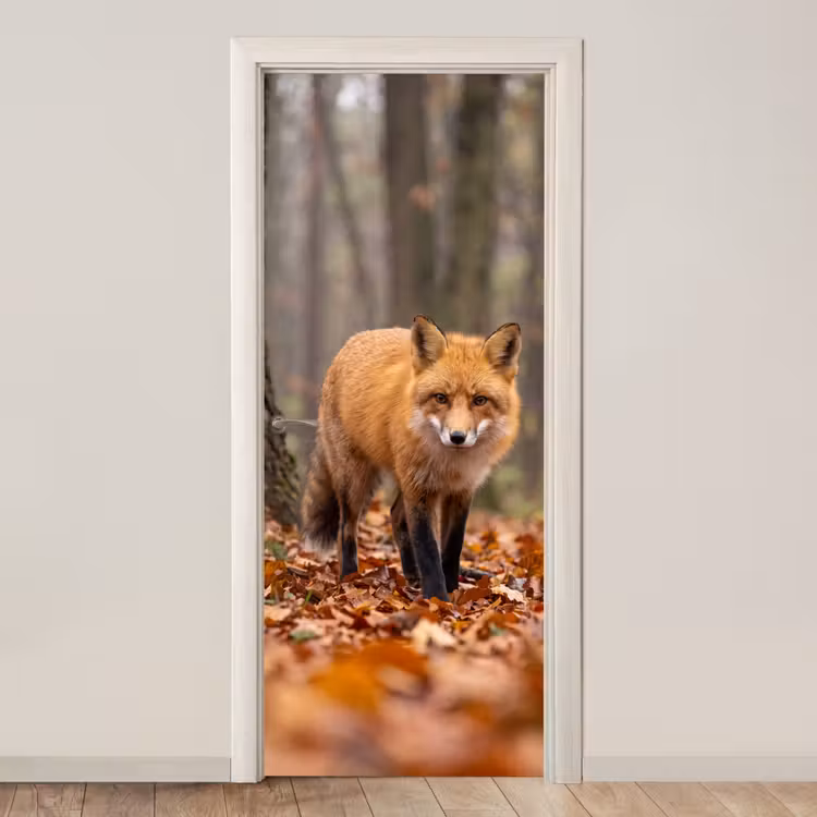 Deursticker - Vos - Herfst - Bladeren — 1