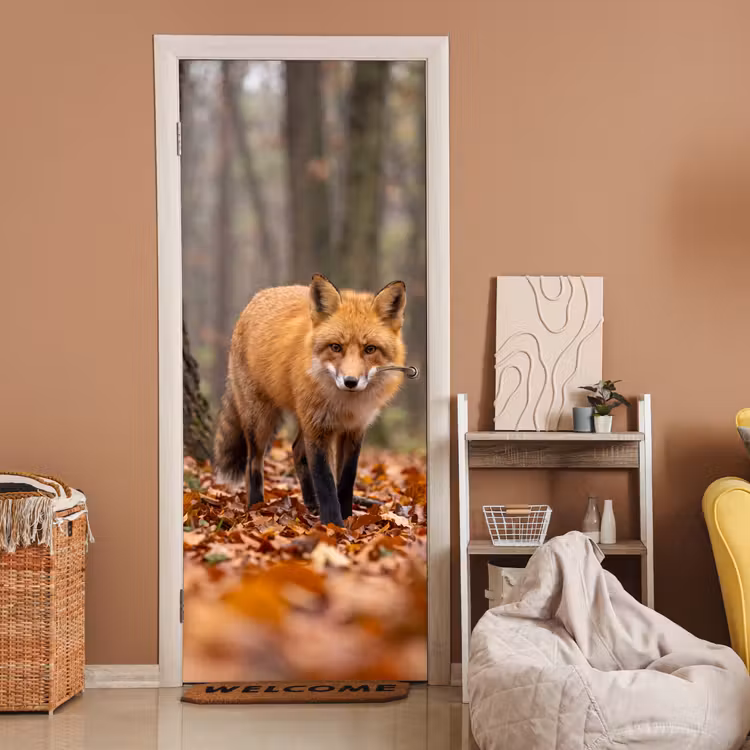 Deursticker - Vos - Herfst - Bladeren — 2