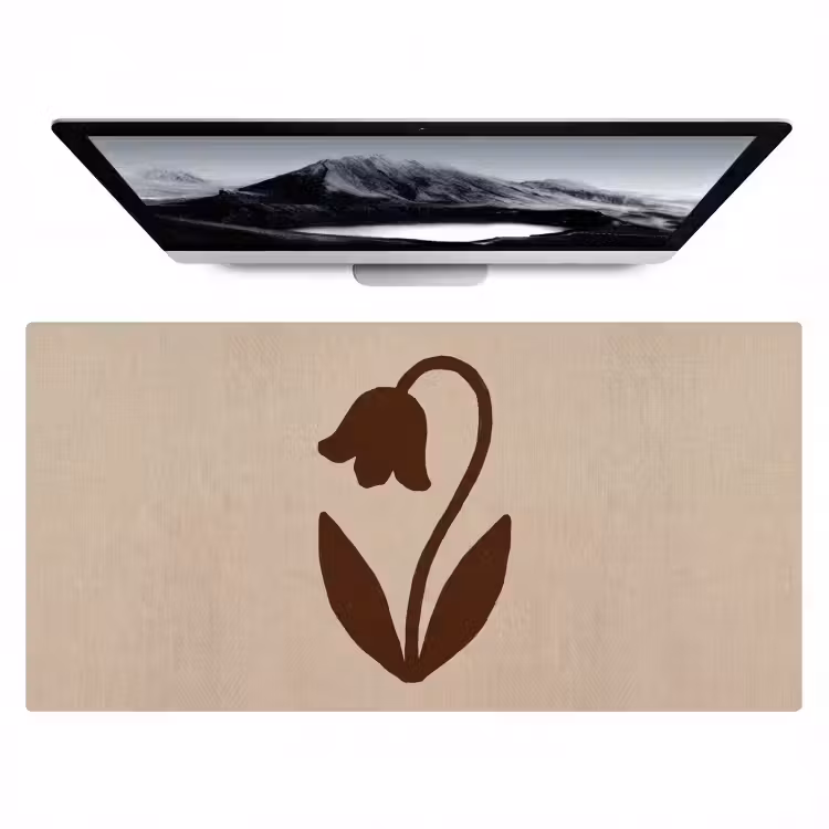 Bureau onderlegger - Bloemen - Silhouet - Beige