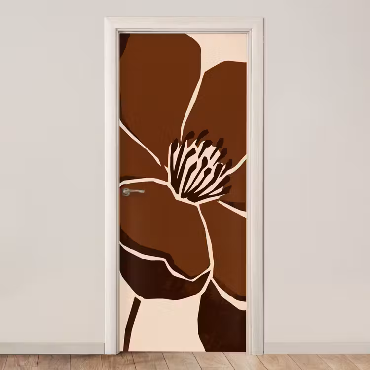 Deursticker - Bloemen - Abstract - Bruin — 1