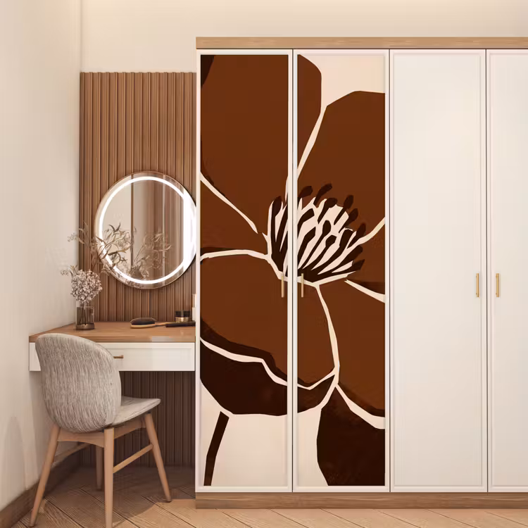 Deursticker - Bloemen - Abstract - Bruin — 5